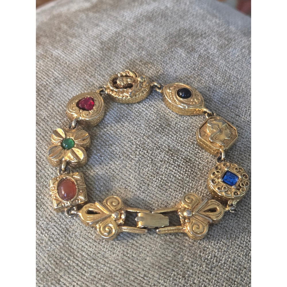 Unsigned Goldette Slide Bracelet Victorian Revival Vintage Stunning!